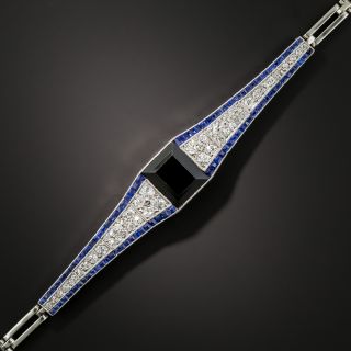 French Art Deco Sapphire and Diamond Bracelet - GIA - 1