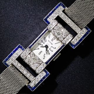 French Art Deco Sapphire and Diamond Mesh Watch
