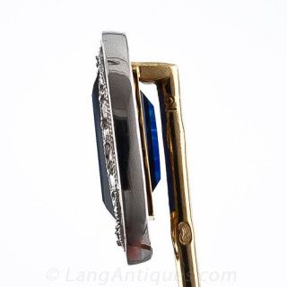French Art Deco Sapphire and Diamond Stickpin
