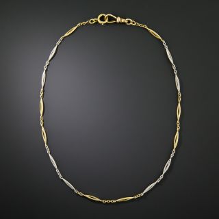 French Art Deco Two-Tone Gold Chain Necklace - 3