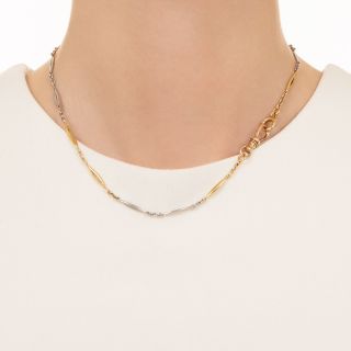 French Art Deco Two-Tone Gold Chain Necklace