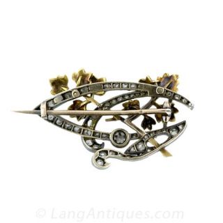 French Art Nouveau Diamond Brooch