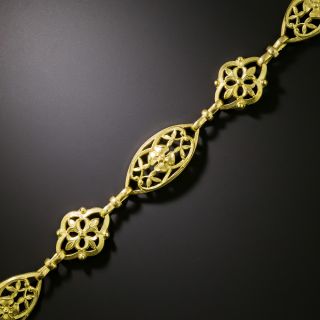 French Art Nouveau Flower Link Bracelet - 3