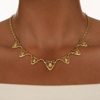 French Art Nouveau Heart Link Necklace