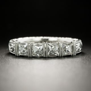 French-Cut Diamond Engraved Wedding Band - 2