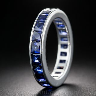 French Cut Sapphire Eternity Band - Size 6