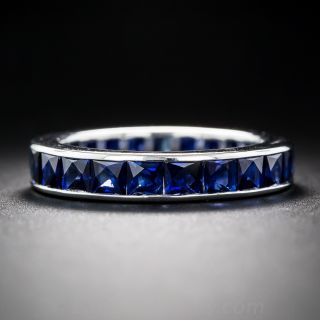French Cut Sapphire Eternity Band - Size 6