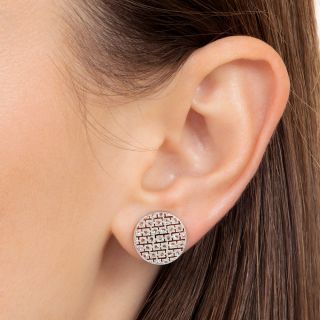 French Early-Art Deco Diamond Circle Earrings