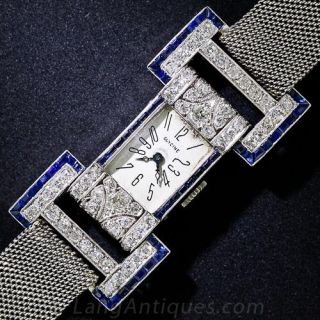 French Early Art Deco Sapphire and Diamond Watch