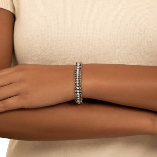 French Import Diamond And Sapphire Three-Row Bracelet