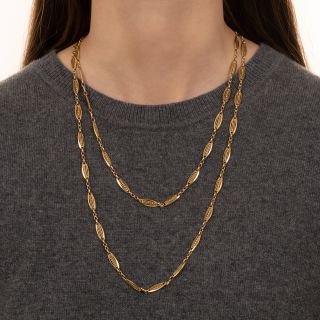 French Import Elliptical-Shaped Link Gold Chain