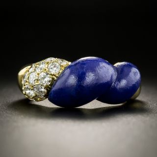 French Lapis and Diamond Twist Ring - 2
