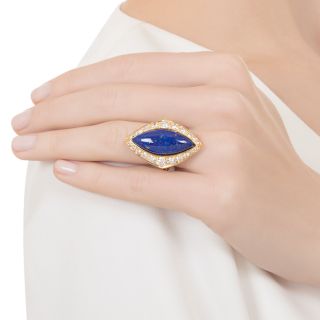 French Lapis Lazuli and Diamond Dinner Ring