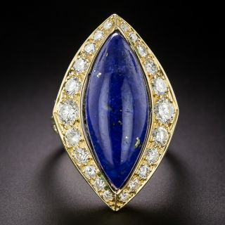 French Lapis Lazuli and Diamond Dinner Ring - 6