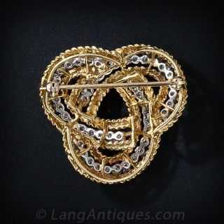  French Mid-Century Diamond Love-Knot Brooch