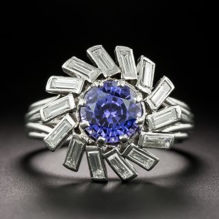 French Mid-Century Purple Sapphire and Diamond Spiral Ring - 3