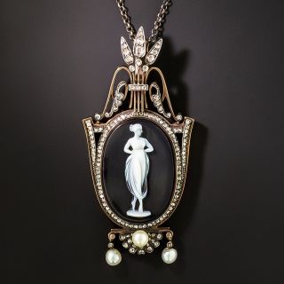 French Neoclassic Hardstone Cameo Lavalière  - 8