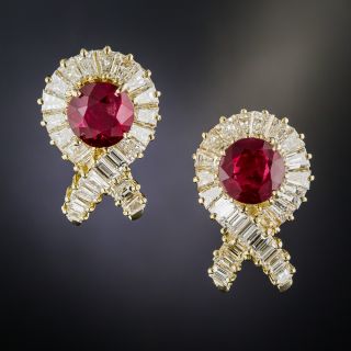 French Ruby and Diamond Earrings - 2