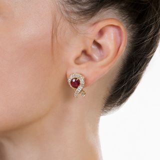 French Ruby and Diamond Earrings