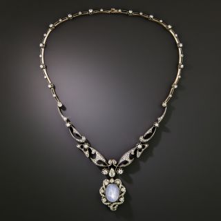 French Victorian Star Sapphire and Diamond Necklace - 3