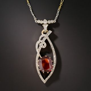 Garnet and Diamond Drop Necklace - 1