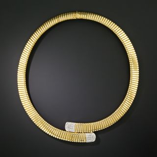 Gas Pipe Diamond Bypass Necklace, Italy - 2