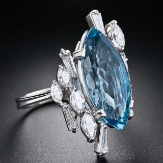 Gem Aquamarine and Diamond Ring