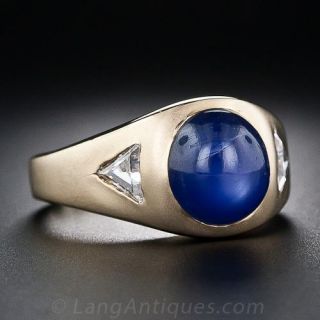 Gents' Estate Star Sapphire and Diamond Ring