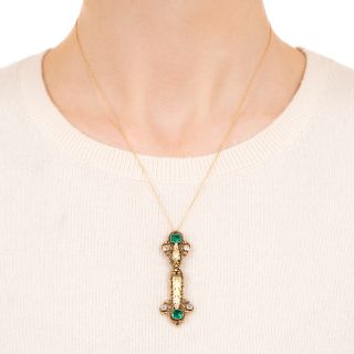 Georgian Emerald and Diamond Pendant