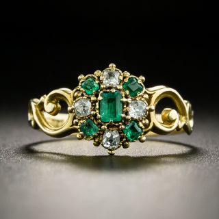 Georgian Emerald and Diamond Ring - 2