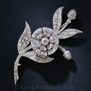 Georgian 'En Tremblant' Diamond Flower Brooch - 1