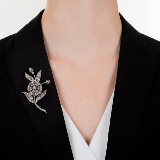 Georgian 'En Tremblant' Diamond Flower Brooch