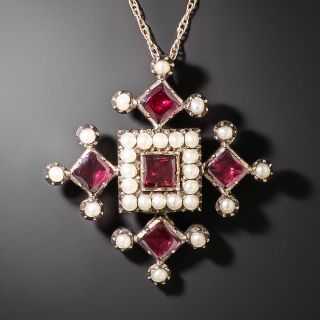 Georgian Garnet and Pearl Necklace - 3