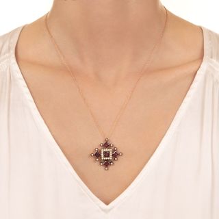 Georgian Garnet and Pearl Necklace