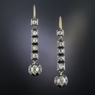 Georgian Long Diamond Drop Earrings - 1