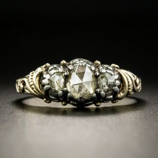 Georgian Retrospective Three-Stone Rose-Cut Diamond Ring - 1