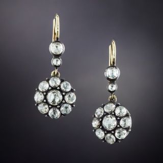Georgian Style Diamond Cluster Dangle Earrings - 2