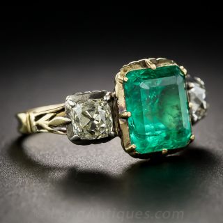 Georgian Style Foil-Backed Emerald and Diamond Ring
