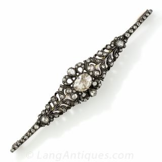 Georgian Style Rose Cut Diamond Bar Pin - 2