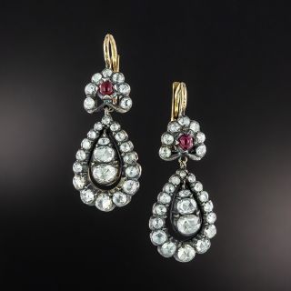 Georgian-Style Rose-Cut Diamond Drop Earrings - 2