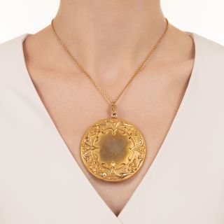 Giant Victorian Gold Filled Locket and Chain