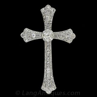 Gigantic Antique Diamond Cross Pendant - 2