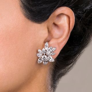 Glamorous Harry Winston Style Diamond Clip Earrings