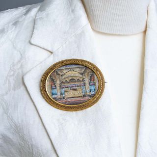 Glorious Large Victorian Hand Painted 'Peacock Throne' Locket Brooch