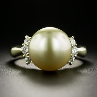 Golden Pearl and Diamond Ring - 2