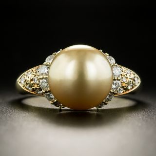 Golden South Sea Pearl and Diamond Ring - 2
