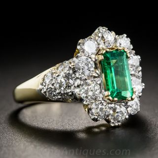 Gorgeous Estate Emerald and Diamond Ring