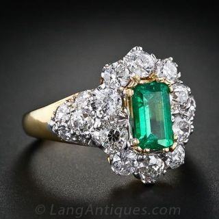 Gorgeous Estate Emerald and Diamond Ring
