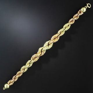 Green and Rose Gold Graduating Rope Chain Bracelet - 2