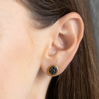 Gurhan 24K Black Diamond Circle Earrings